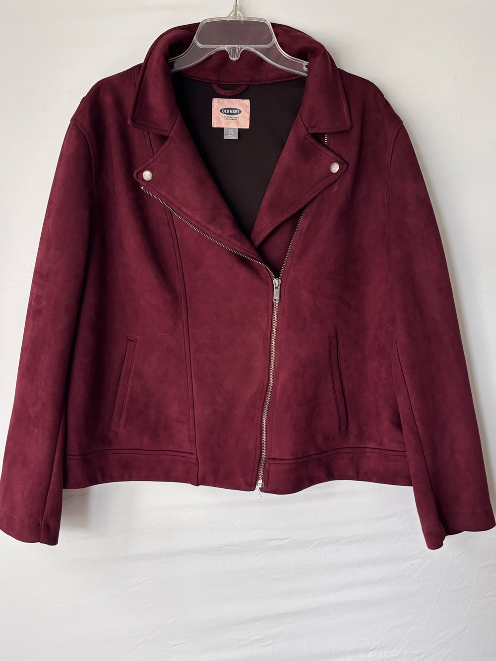 Old Navy Women's Deep Wine Faux-Suede Moto Jacket